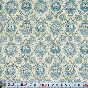 線画のお花の紋章 ネイビー/オフホワイト 110*90