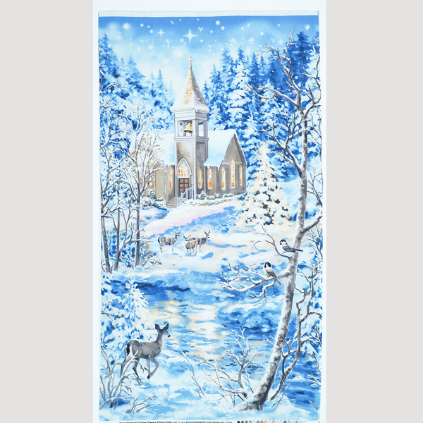雪景色の教会 少し小さいハギレ