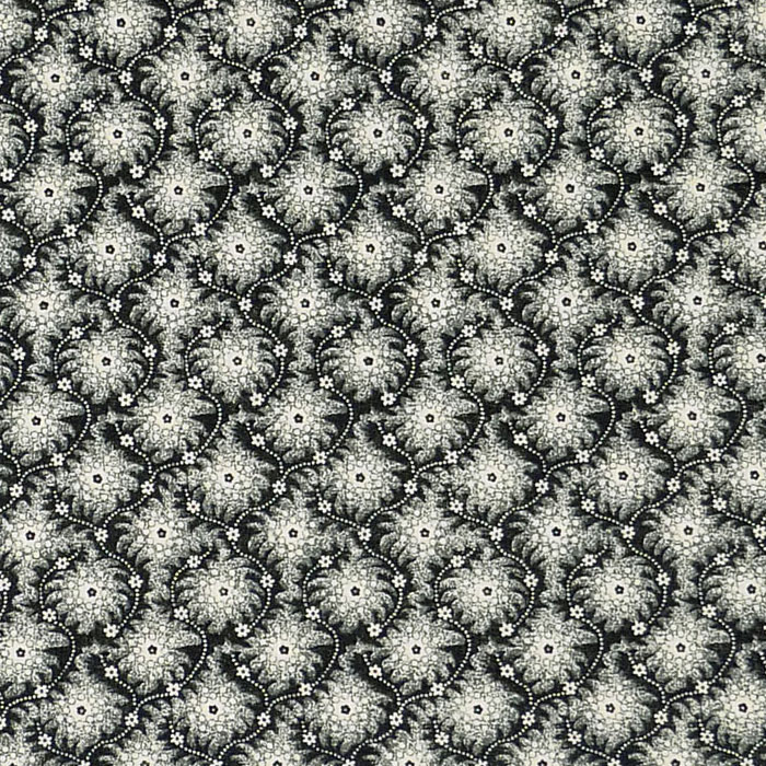 ストライプにつなげた小さなお花 黒 M