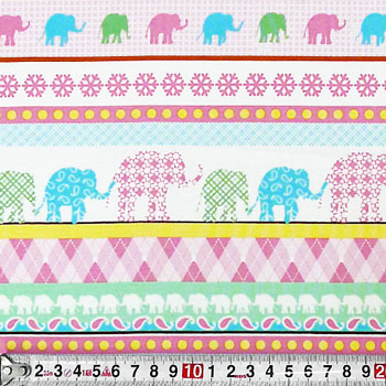 ポップなゾウ パステルストライプ/ピンク 110*100