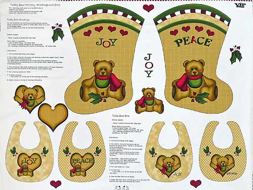 テディベアのクリスマスソックスとビブズ 110*89