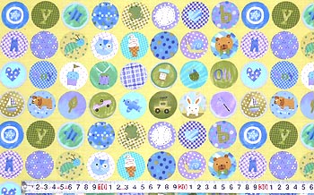 動物やおもちゃを描いた円形 キミドリ