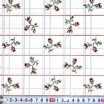 赤いバラ 赤いチェック/ホワイト 110*100
