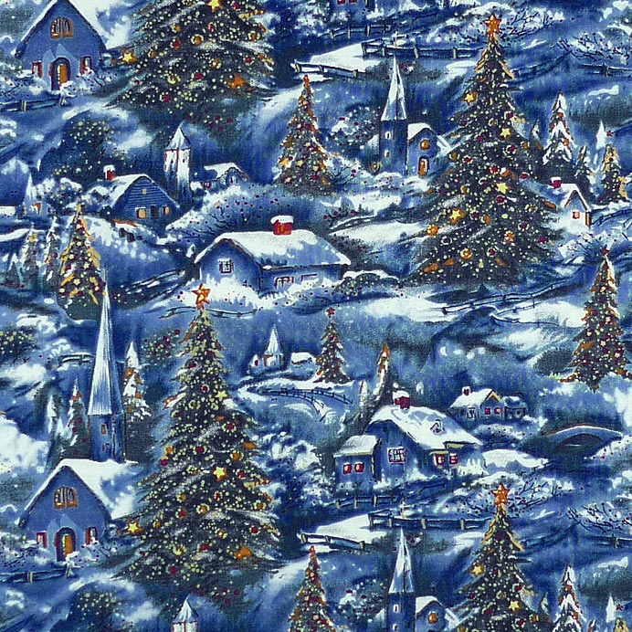 クリスマスの雪景色、夜景 ラメ