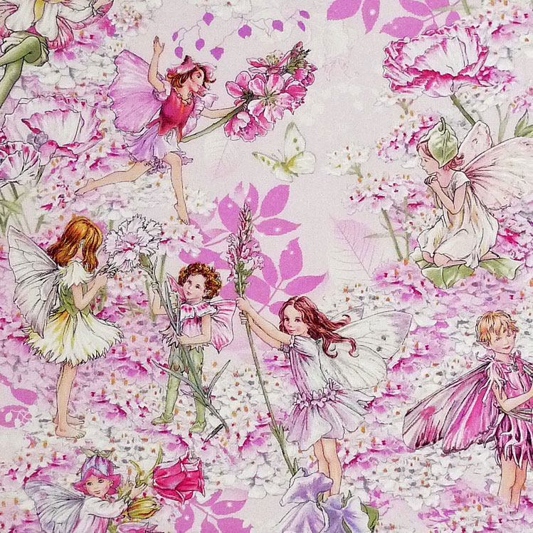 お花と妖精 オールオーバー/ピンク 55*50