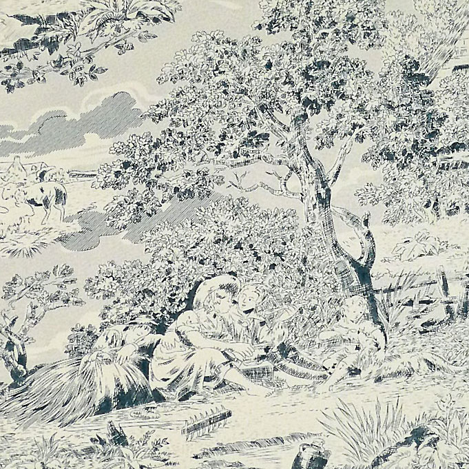 農場の情景の線画 ネイビー