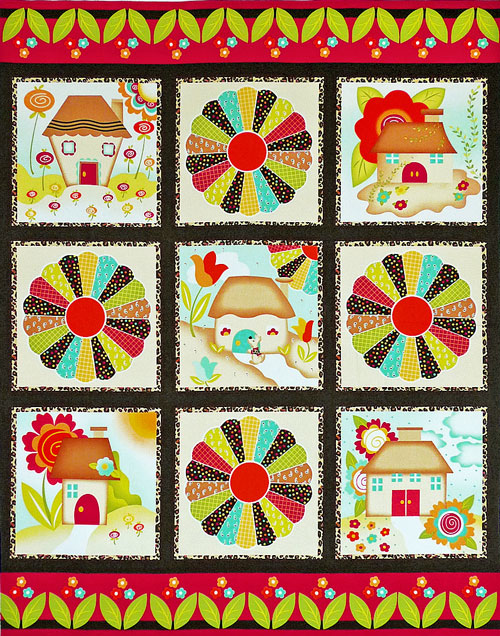 お花と家 パッチワーク/ピローパネル 88*110