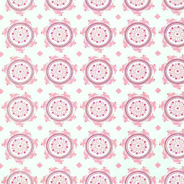 円形を取り巻くウサギ ピンク/ホワイト