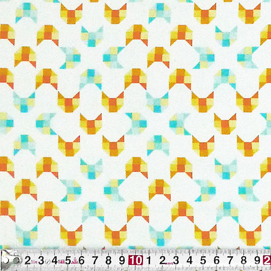 四角と三角で描いたネコの顔 オレンジ/ブルー/ホワイト
