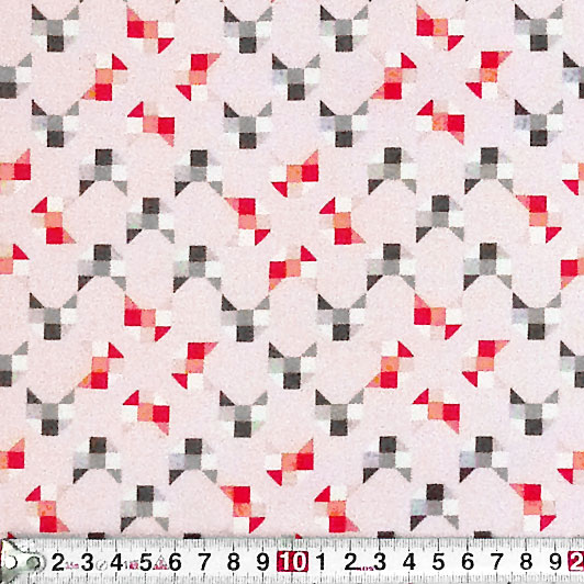 四角と三角で描いたネコの顔 ピンク/グレー/ピンク