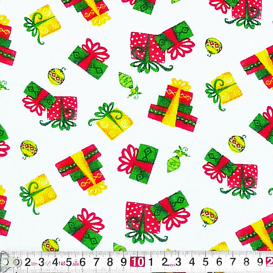 赤、緑、ゴールドのクリスマスプレゼント トス/ホワイト