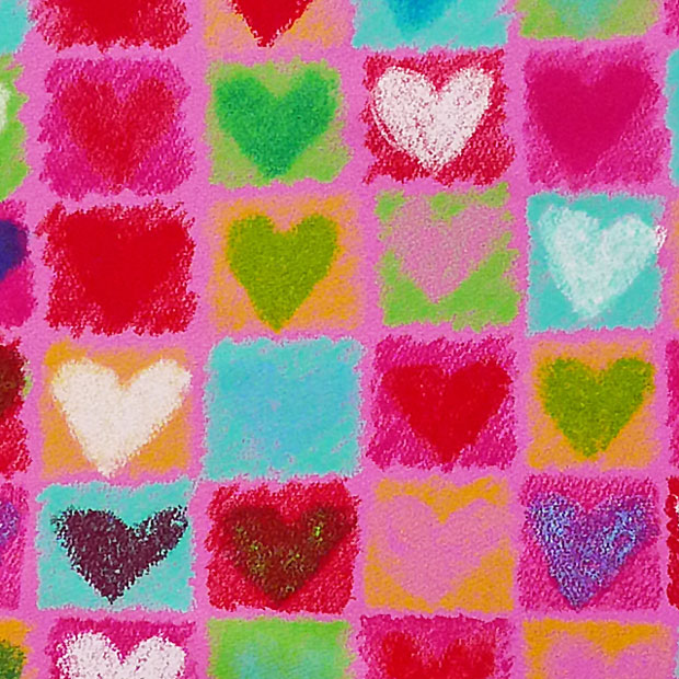 クレヨンで描いたハート スクエア/ピンク/レッド 53*50