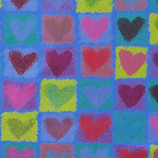 クレヨンで描いたハート スクエア/ブルー 53*50