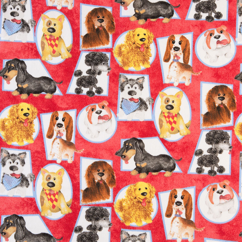 イラスト風の犬たち レッド