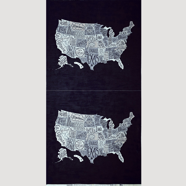 アメリカの地図 パネル/ブラック 58*110