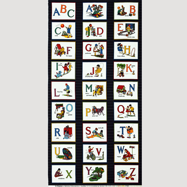 子供たちのABCパネル ネイビーストライプ/クリーム 58*110