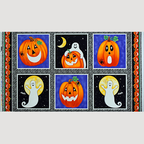 かぼちゃランタン、おばけ、蜘蛛の巣 ハロウィン・パネル/蓄光・ブラック 110*62