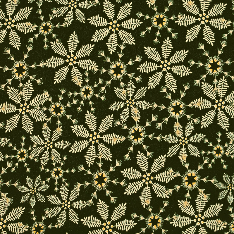 雪の結晶を象った葉 ゴールドラメ/ダークグリーン
