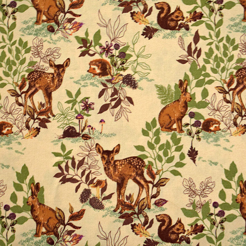 ウサギ、シカ、リス、ハリネズミ、カタツムリ ベージュ