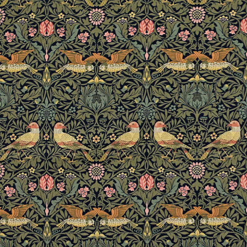 ベスト・オブ・モリス・モリス・ミューズ・バード ピンク/カーキ  ブラック